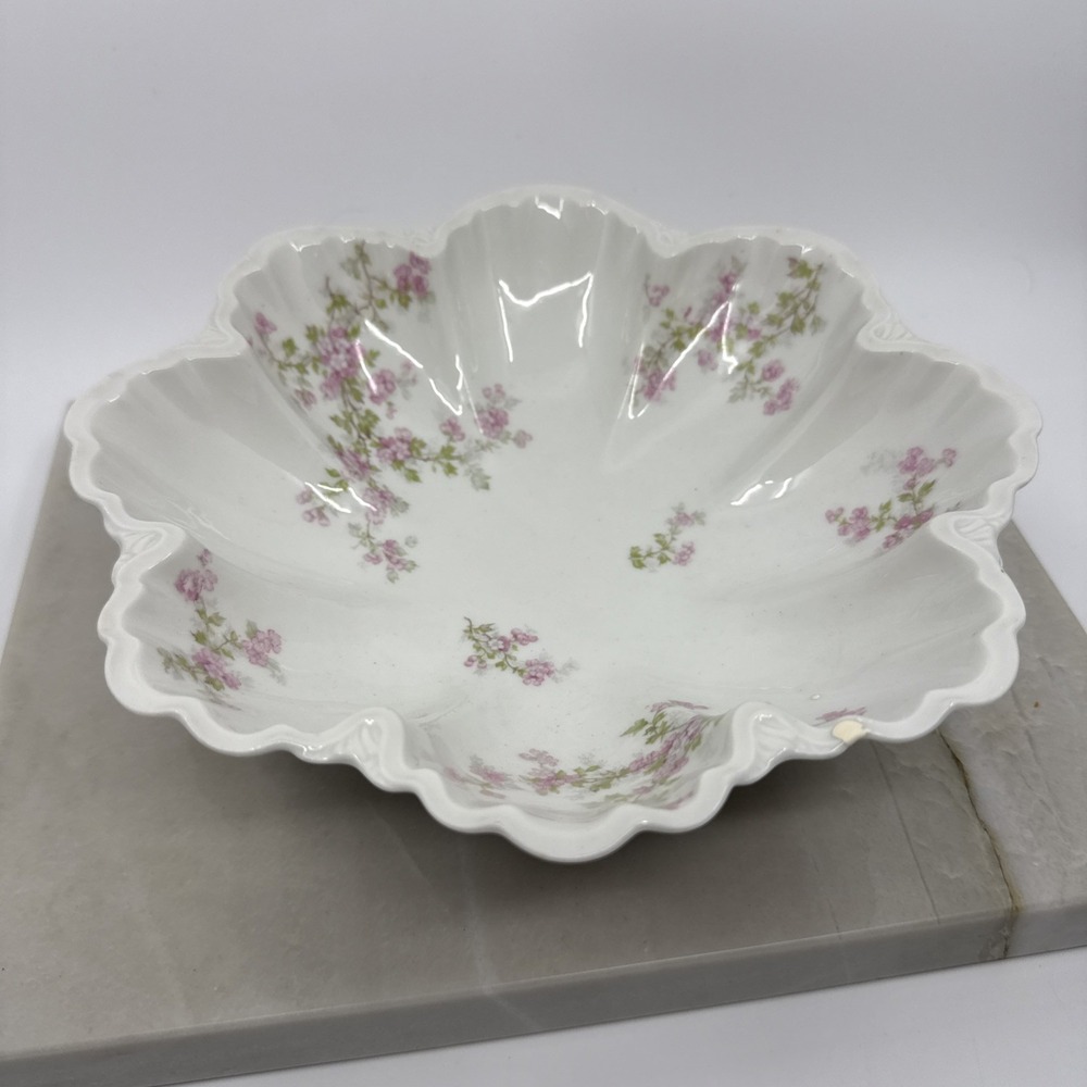 Antique Haviland Limoges France Scalloped Edge Floral Serving Bowl READ